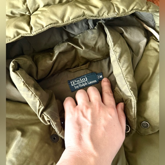 Polo Ralph Lauren Goose Down Green Jacket Coat Men’s M Medium Hood Hooded Zip - Picture 8 of 14